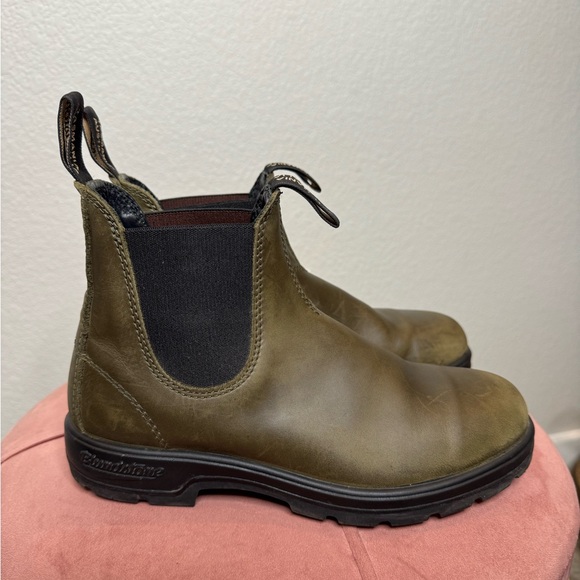 Blundstone 585 Chelsea Boots Women Size 7.5 US Olive Distressed Leather Utility - Picture 4 of 11